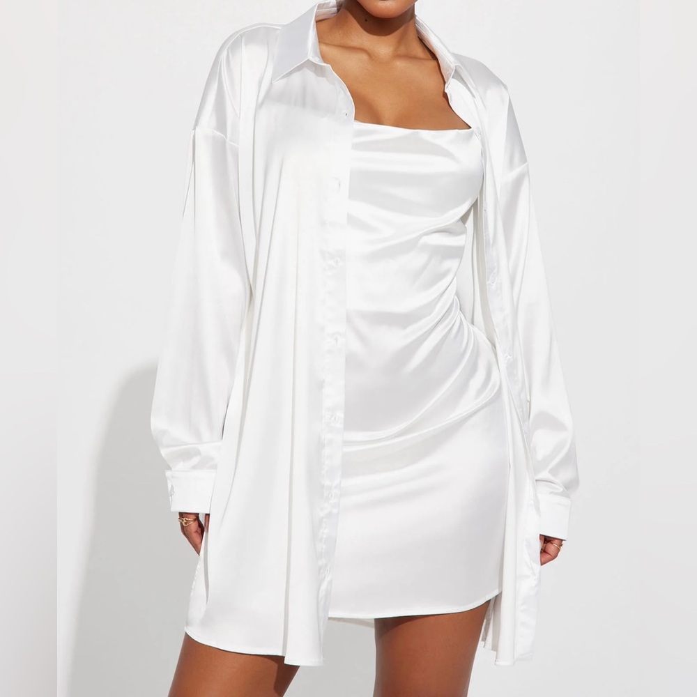 white mini dress set